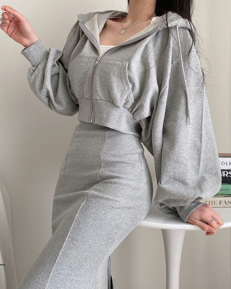 Miranda Hoodie Zip Up & Mermaid Skirt Set