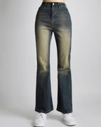 [Short/Long] Vintage Yellow Stretchy Semi-Flared Jeans