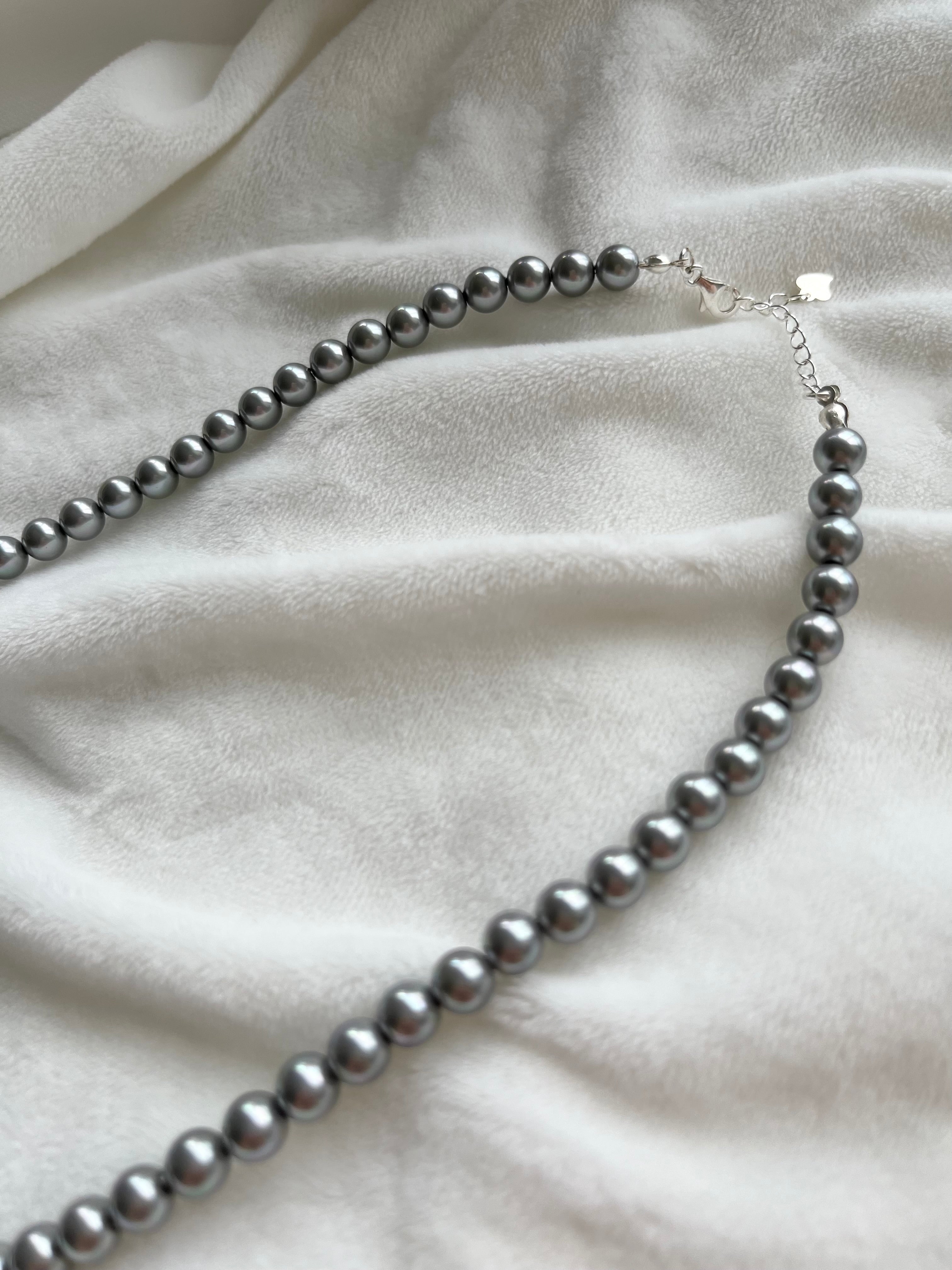 Grey Pearl Silver Necklace