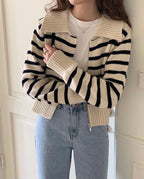 Moni Striped Knit Zip-Up