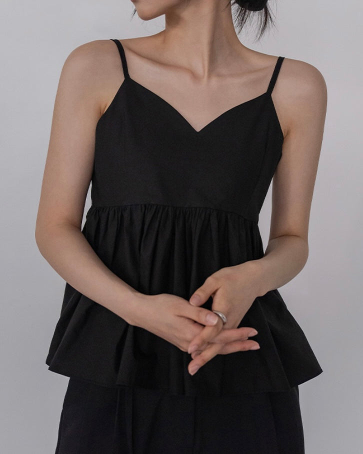 Shirring Adjustable Strap Blouse