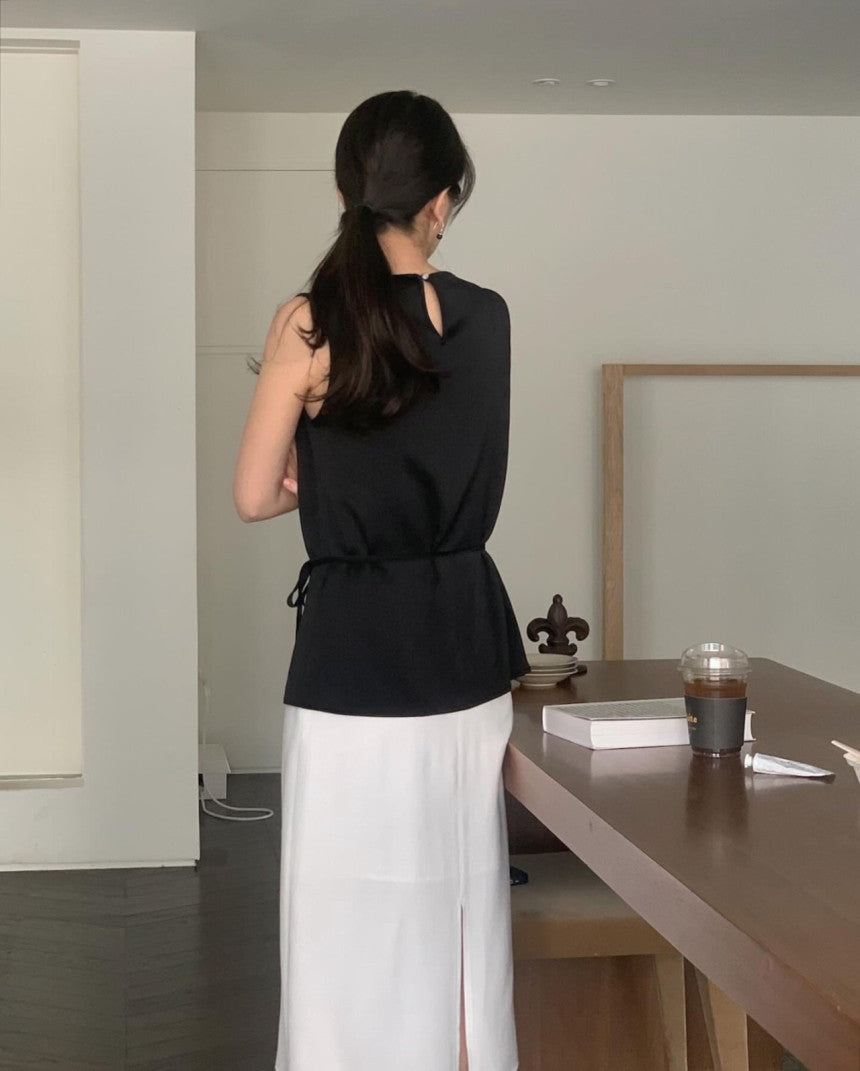 Wrinkle Tencel Sleeveless Blouse