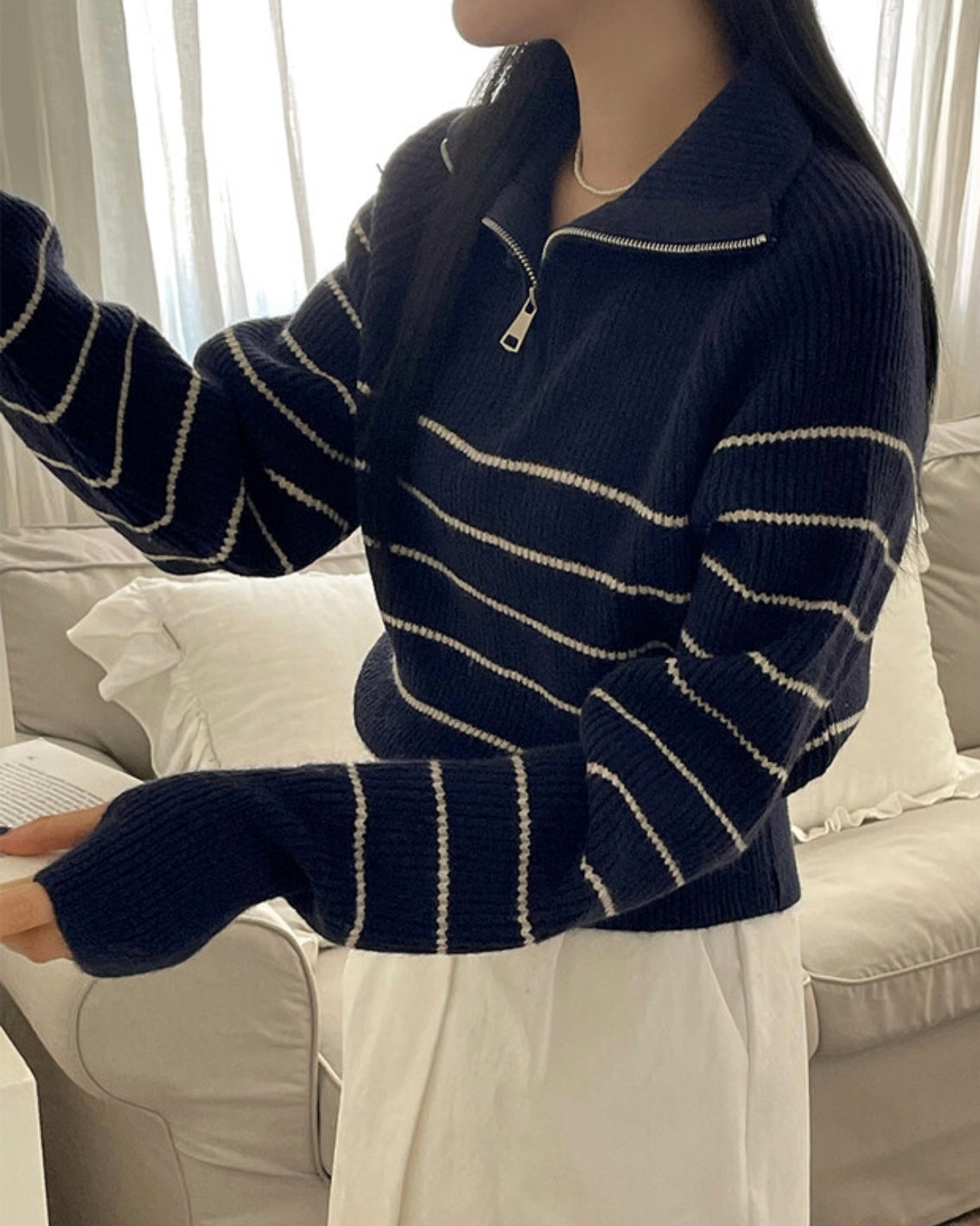 Striped Half Zip-Up