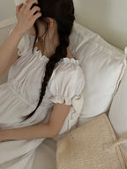 Off-Shoulder Back Ribbon Dress