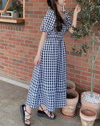 Puff Shoulder Long Dress