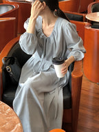 [ Pre-order ] Ribbon Shirring Long Dress