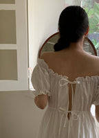 Off-Shoulder Back Ribbon Dress