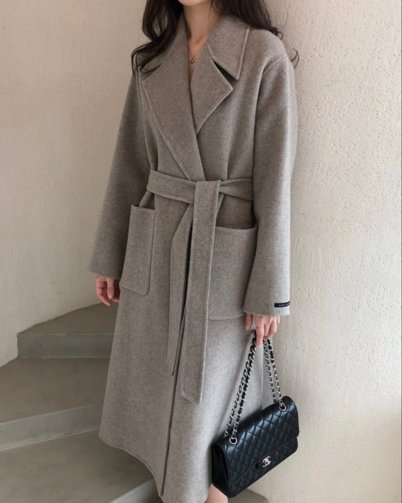 French Grey 90% Wool Coat