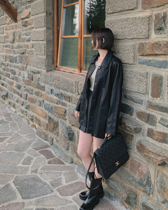 Roel Leather Half Jacket