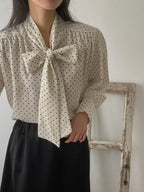 Polka Dot Ribbon Blouse