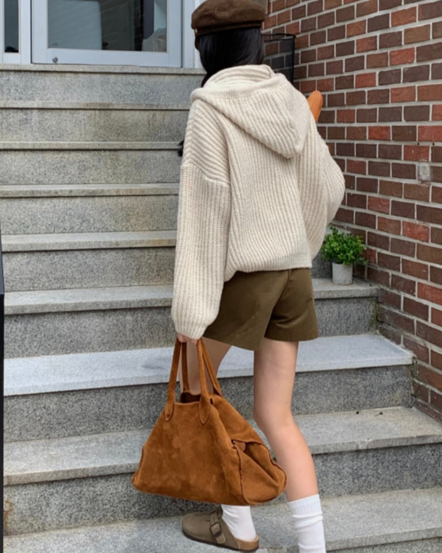 Hoodie Cable Knit Zip-Up