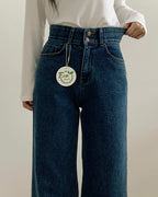 [S,M] Double Button Stretchy Wide denim Pants