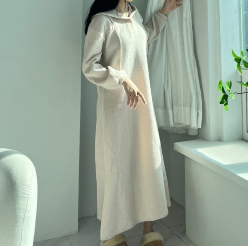 Fleece Hoodie Long Dress