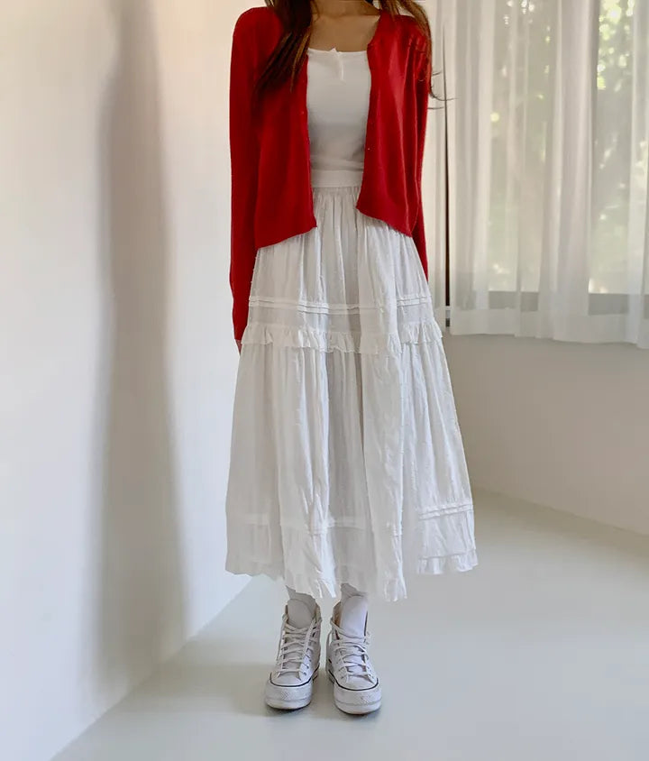 Dobby Ruffle Cotton Skirt