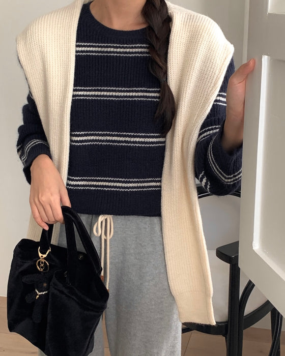 Pipi Striped Knit & Shawl Set