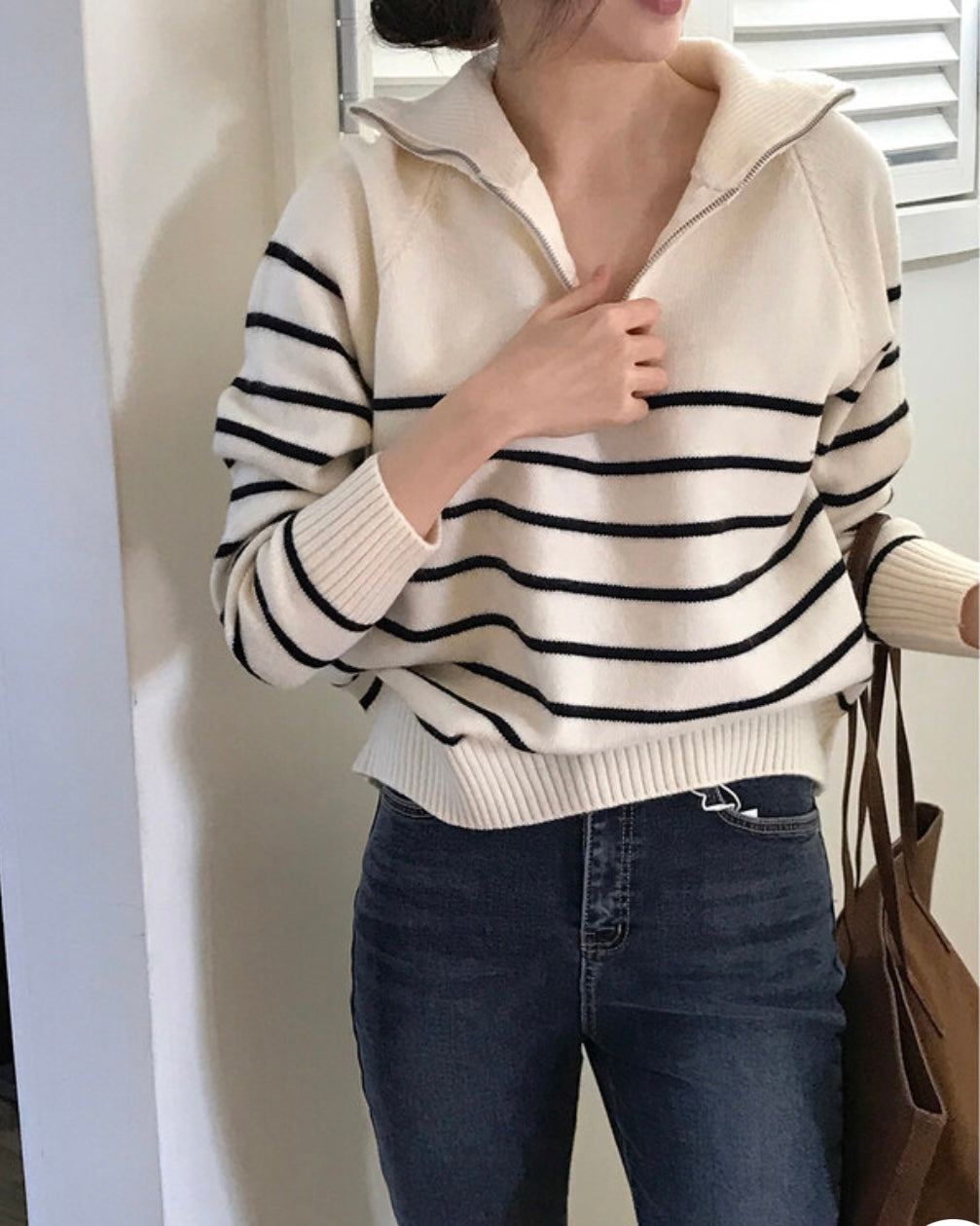 Soy Striped Half Zip-Up