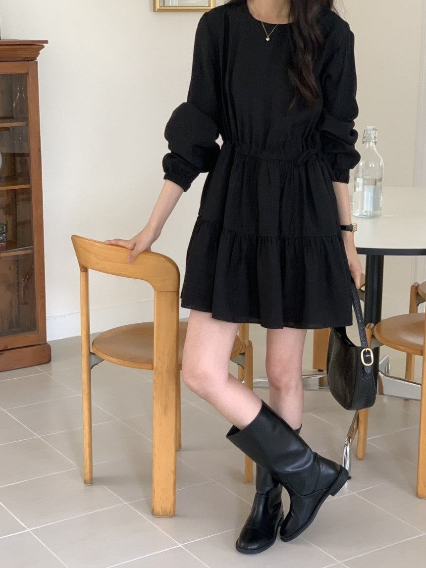 [ Pre-order ] Shirring Cancan Midi Dress