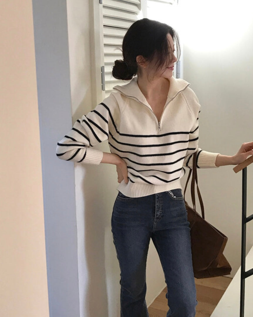Soy Striped Half Zip-Up