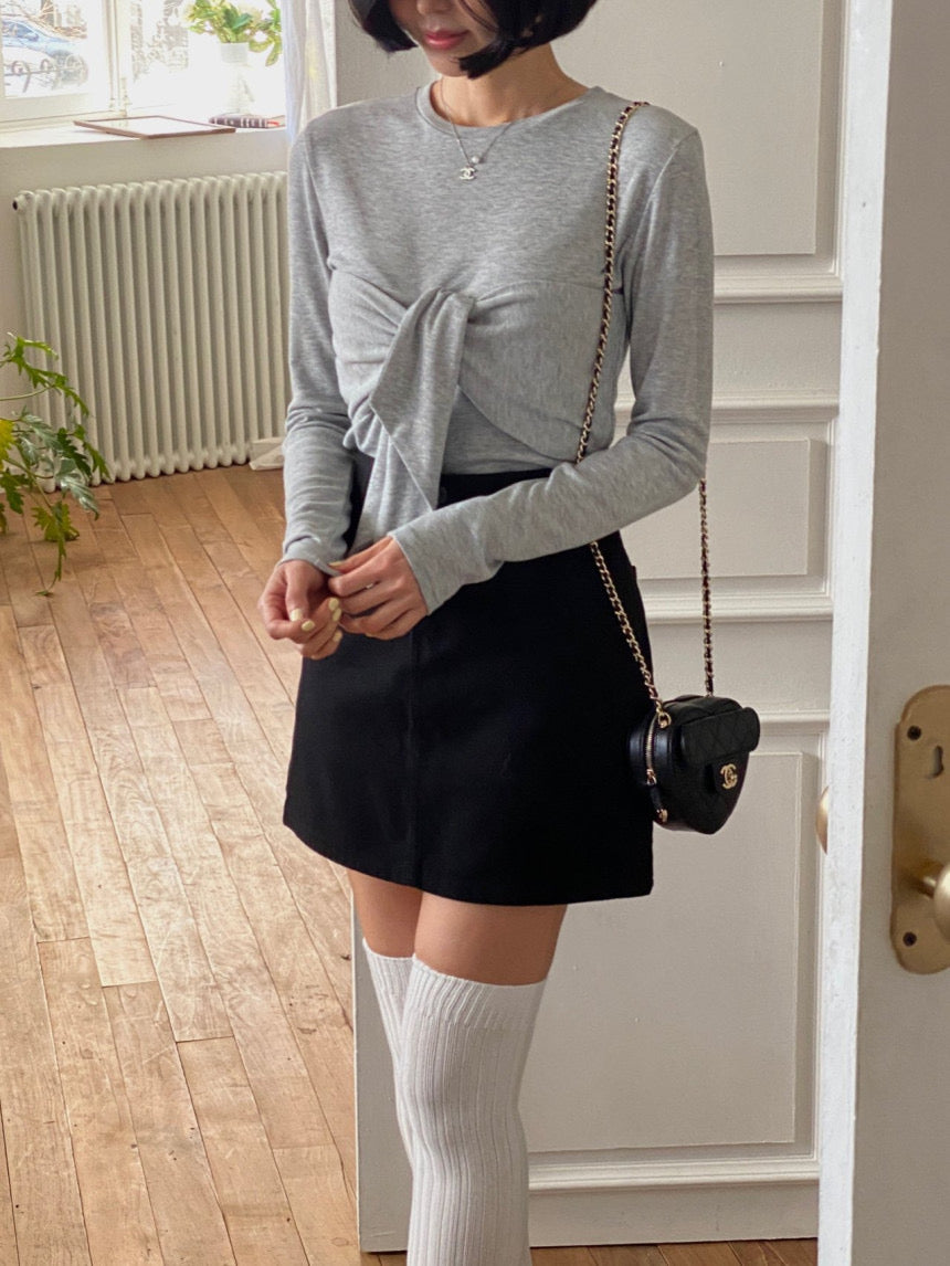 Ribbon Bustier Long Sleeves Tee
