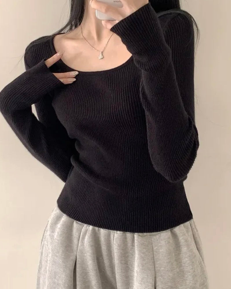 Alina Square-Neck Knit Top