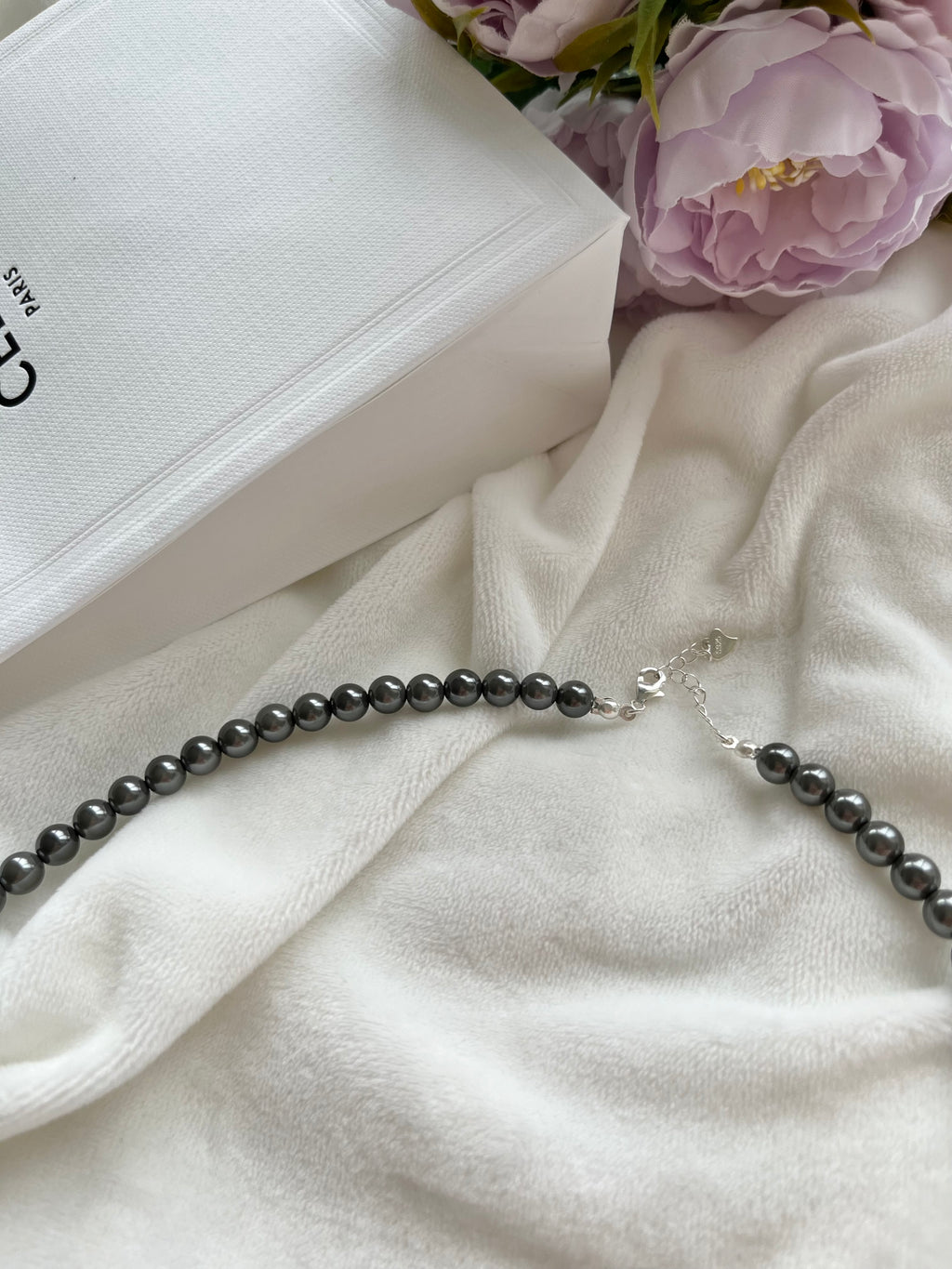 Grey Pearl Silver Necklace