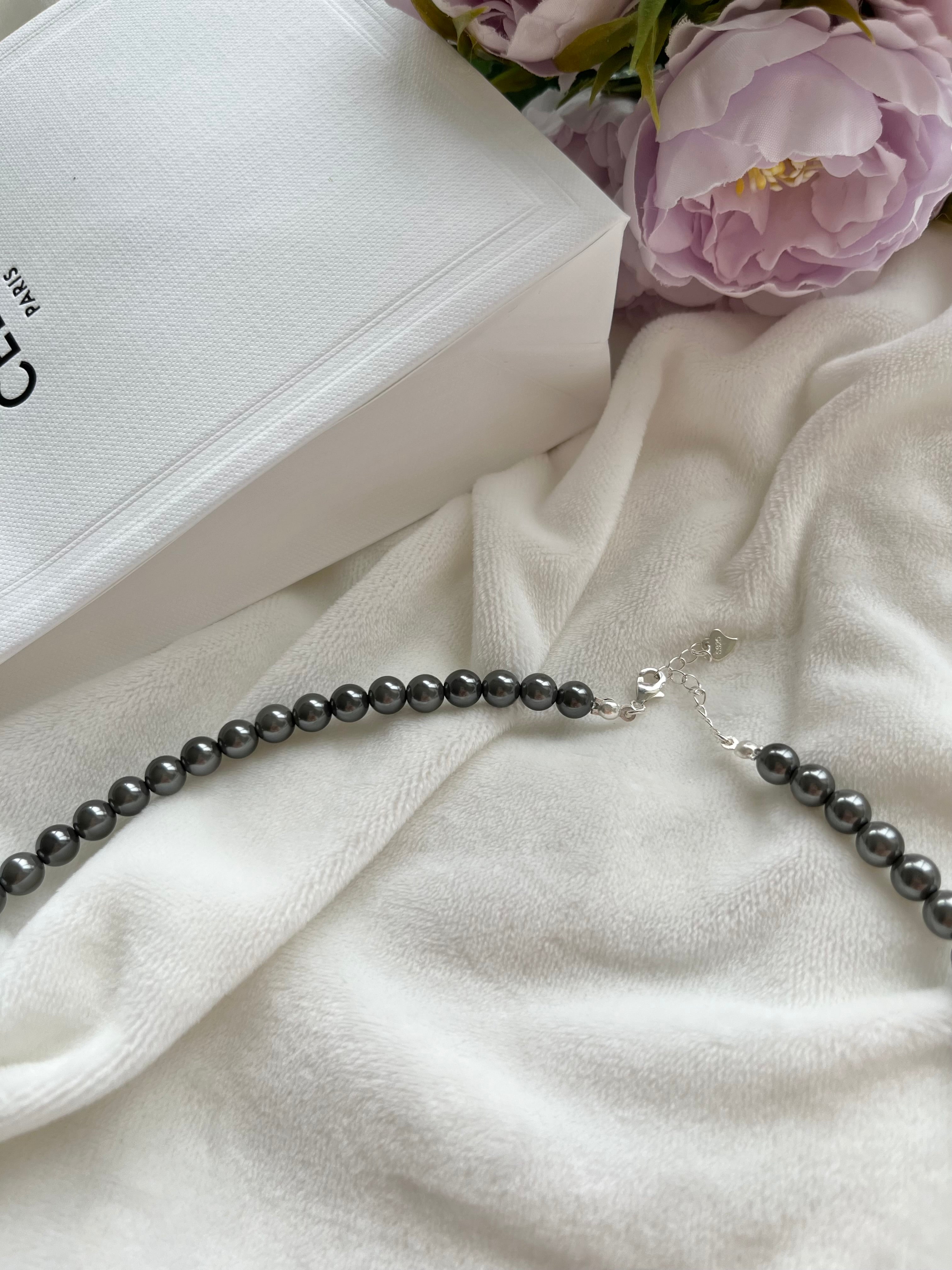 Grey Pearl Silver Necklace