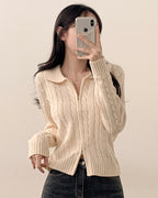 Cable Knit Zip-Up Cardigan