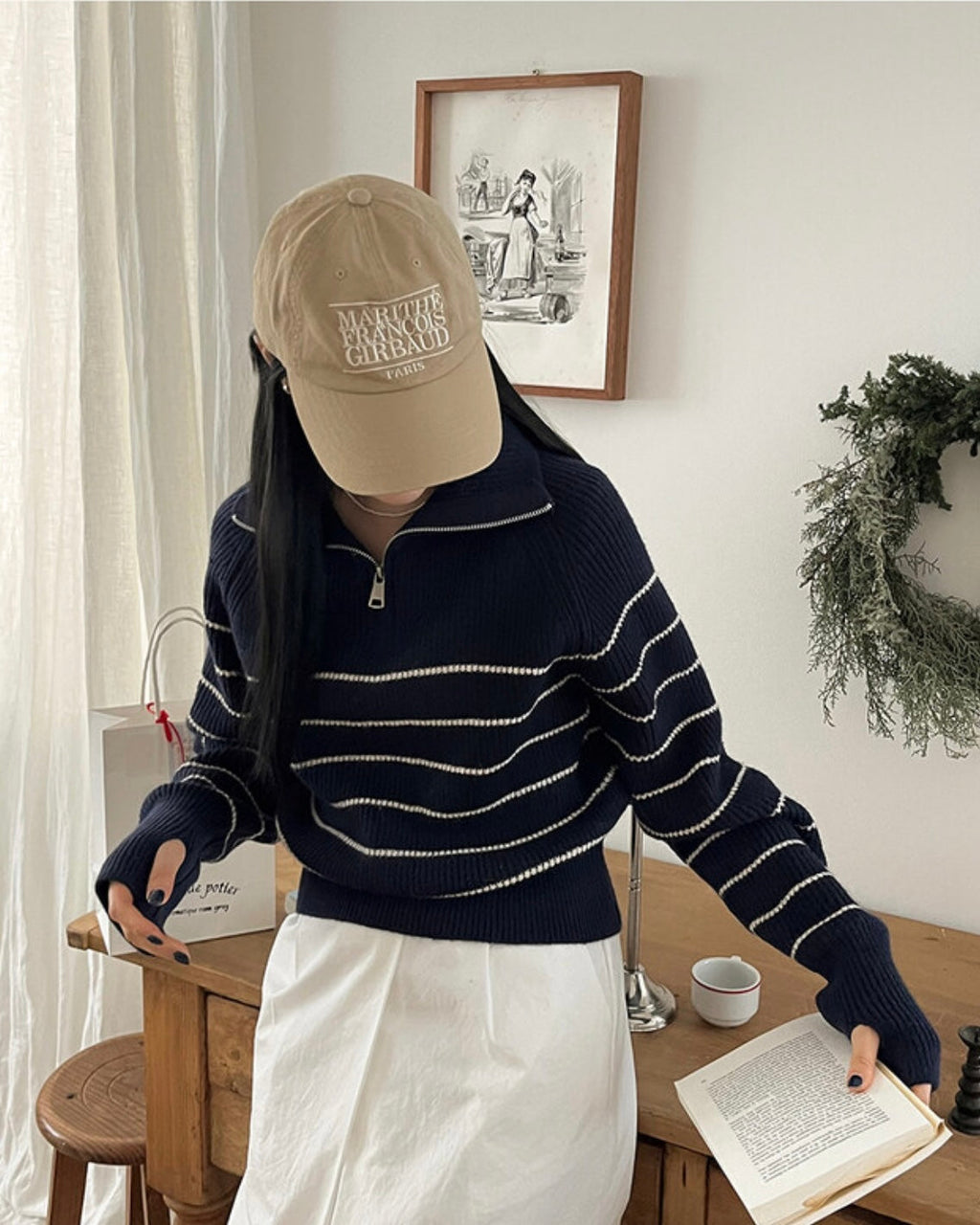 Striped Half Zip-Up