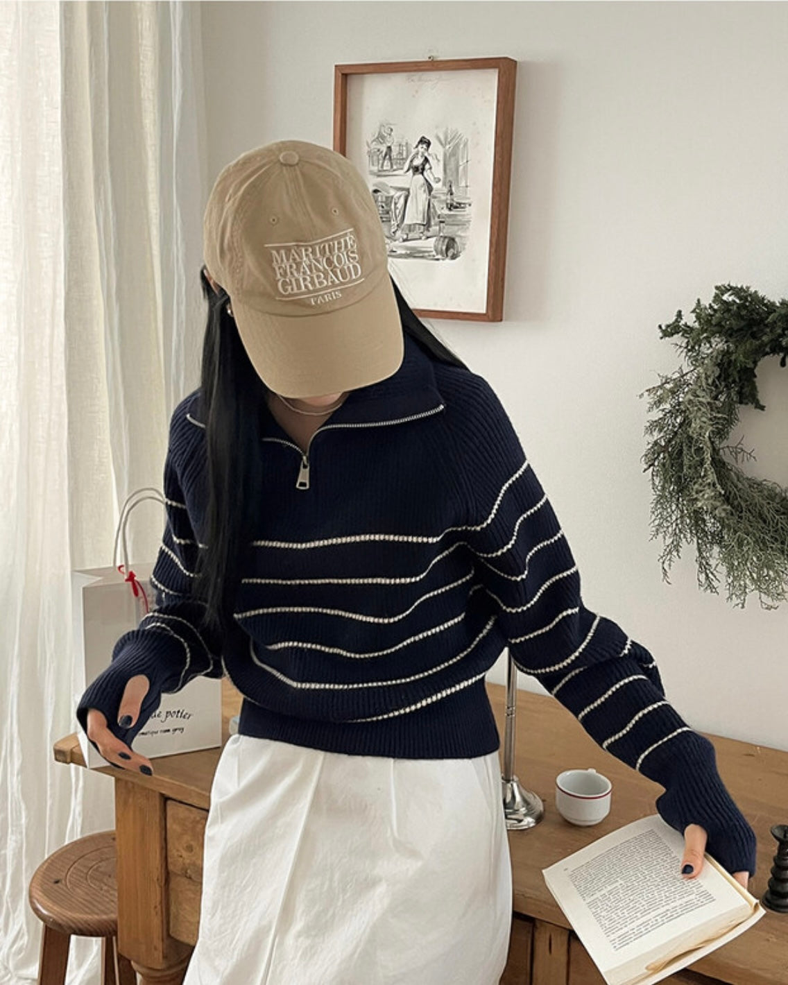 Striped Half Zip-Up