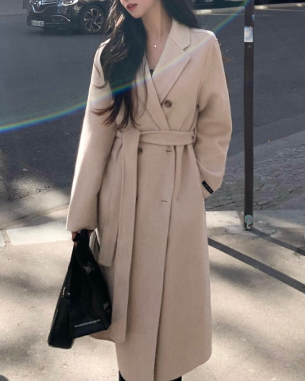 Double Button 100% Wool Coat
