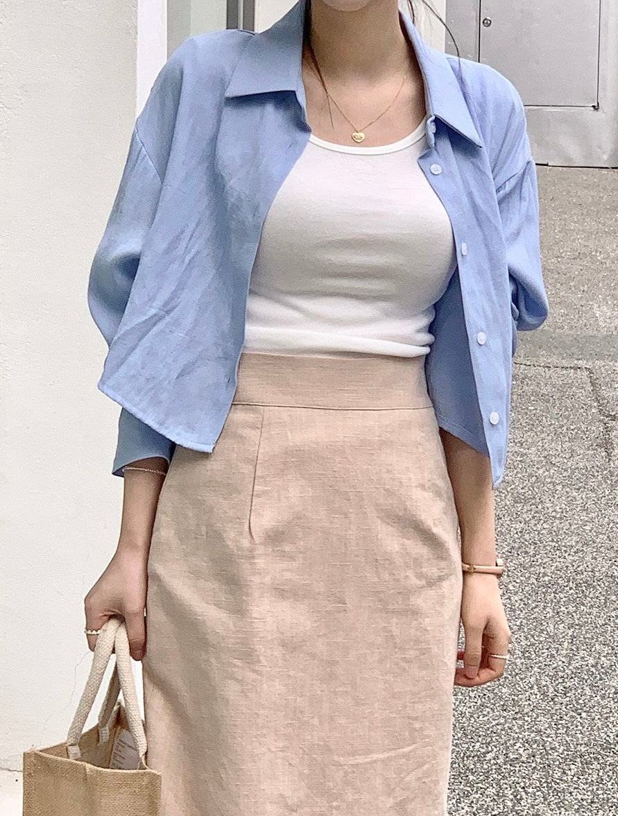 Back Button Cotton Blouse