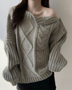 Shoulder Button Cable Knit