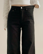 [S/M/L] Black High-Waist Stretchy Flared Cotton Pants