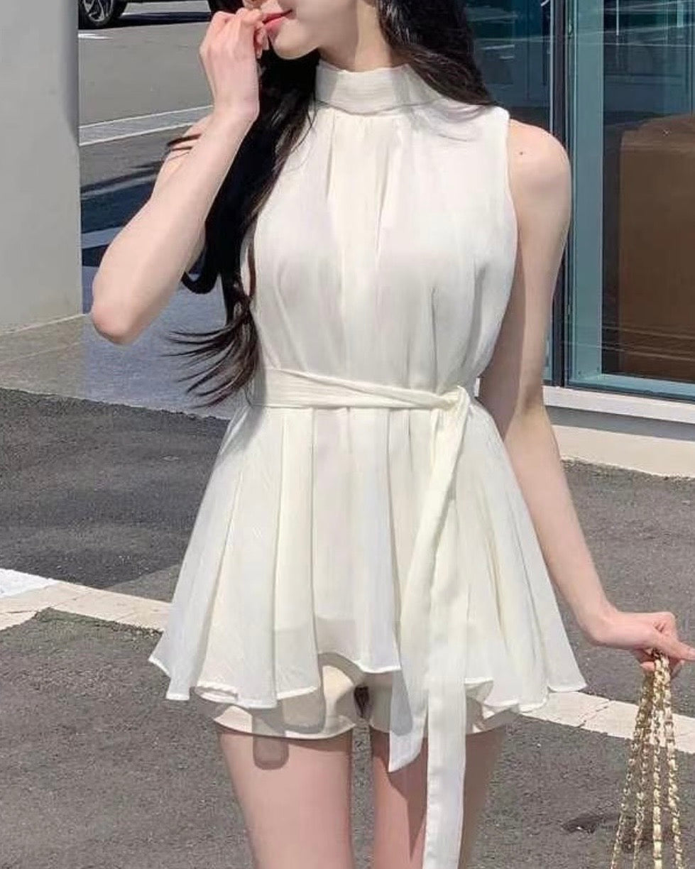 [ Sale Excluded ] Halter-Neck Chiffon Blouse