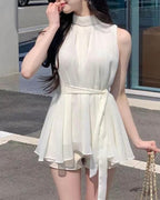 [ Sale Excluded ] Halter-Neck Chiffon Blouse