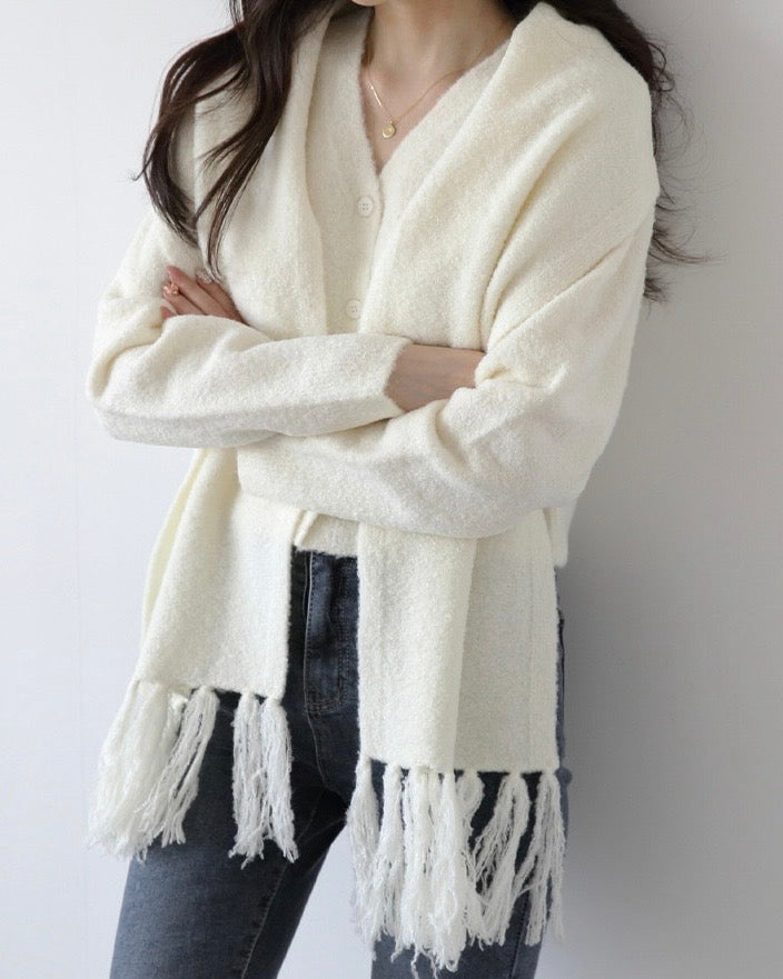 Alpaca Wool Muffler Cardigan Set