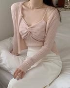 Twist Sleeveless Cardigan Set