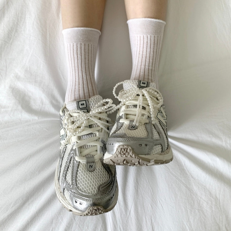 Double Pearl Ribbon Shoe Charm ( 2pcs )