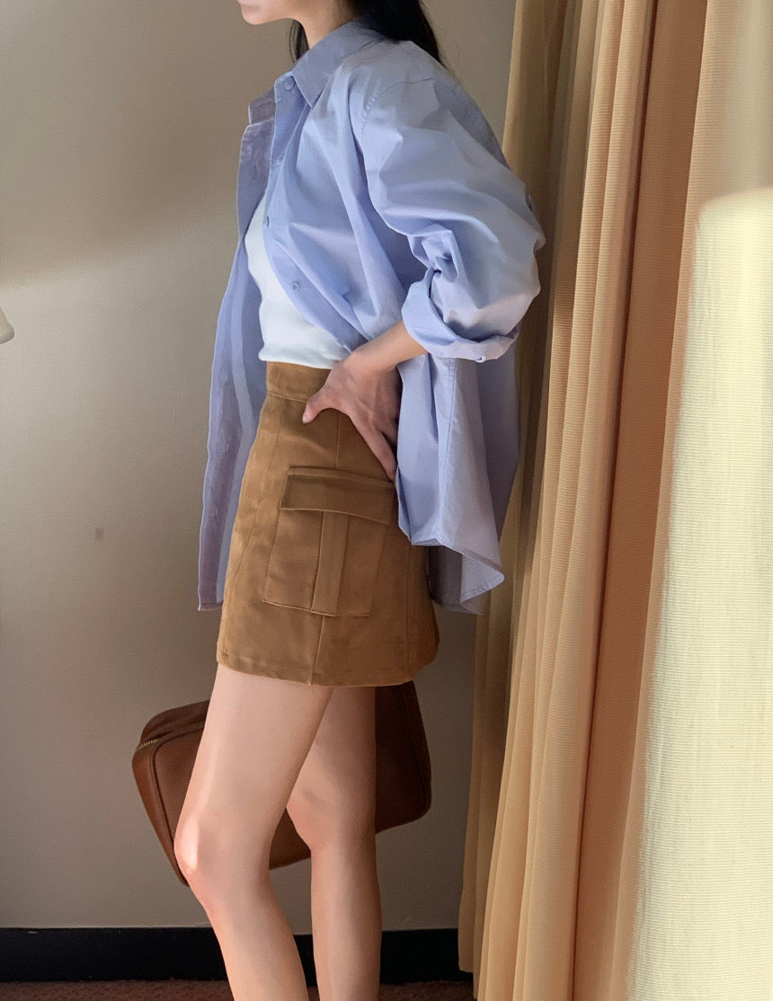 [S,M] Suede Pocket Skirt