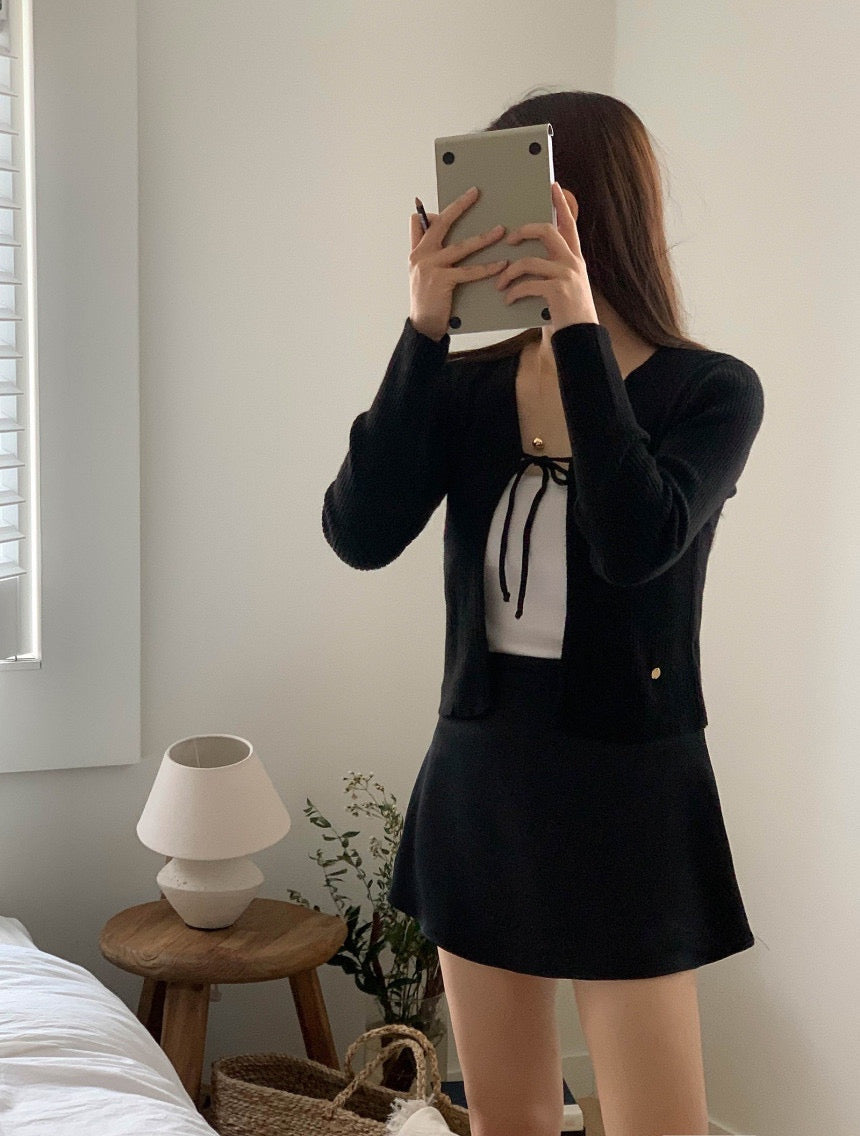 Cashmere Wool Ribbon Cardigan