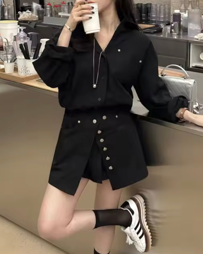 Layered Skirt Shirt Dress