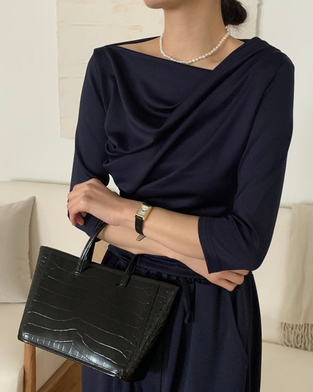 Shirring Elbow Sleeve Blouse