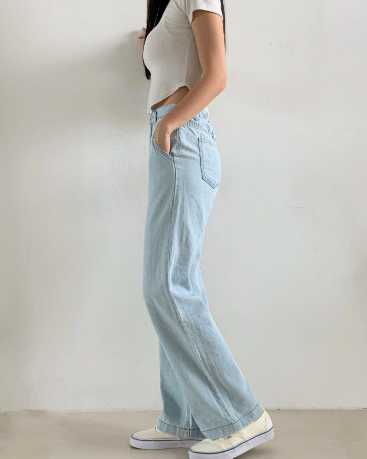 [S,M,L] Lightweight Banding Denim (Light-Wash)