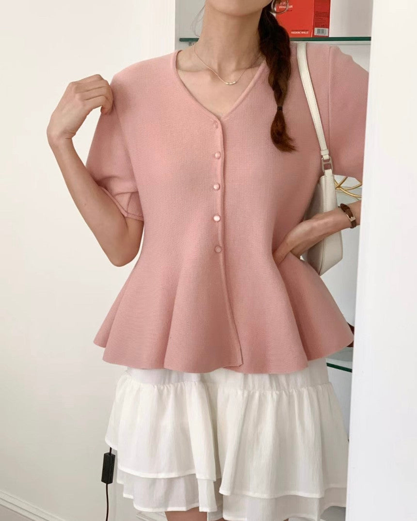 Flared Knit Blouse