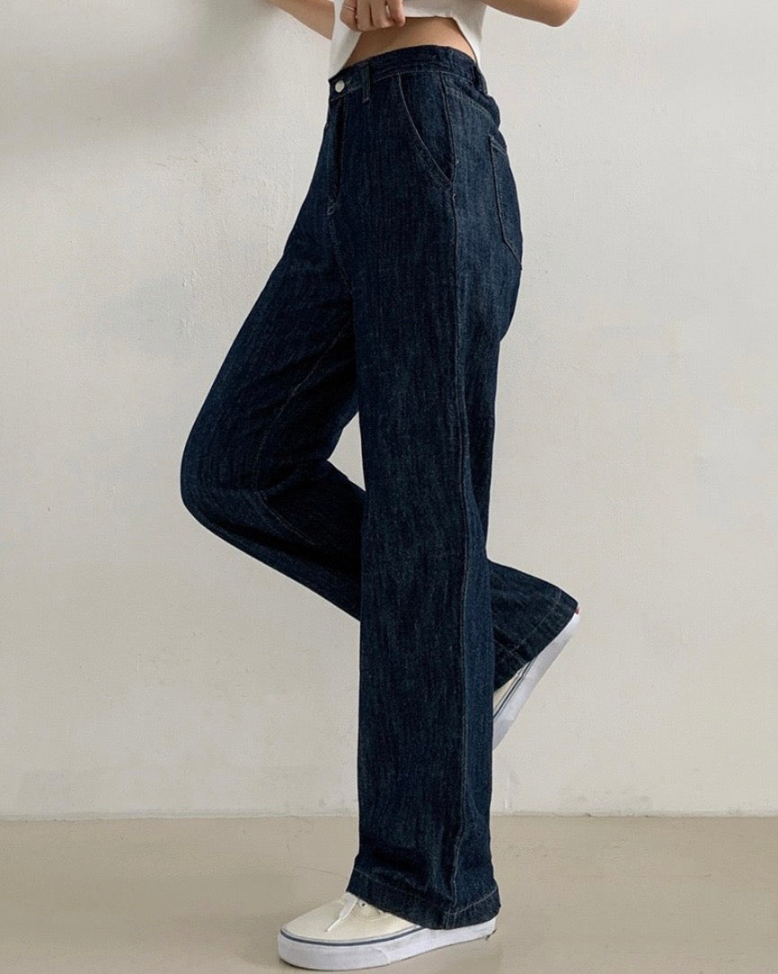 [S,M,L] Lightweight Banding Denim (Dark-Wash)