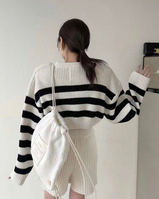 Striped Knit Zip-up Set