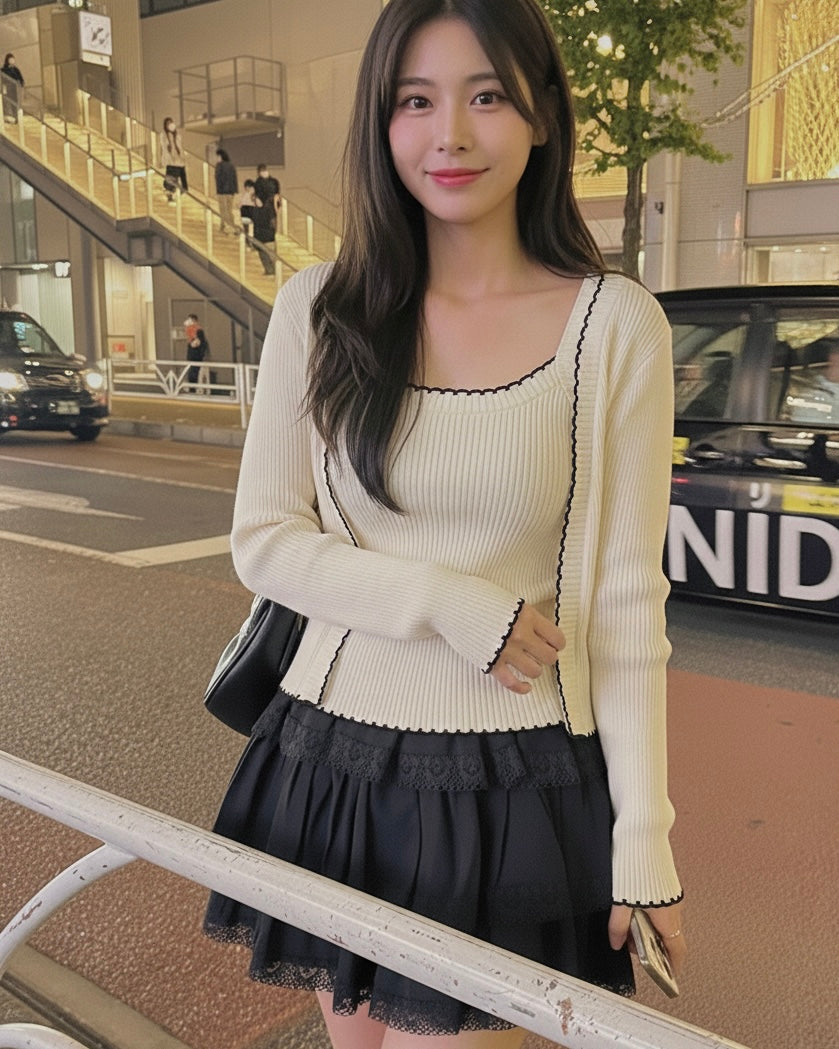 Wave Knit Cardigan Set