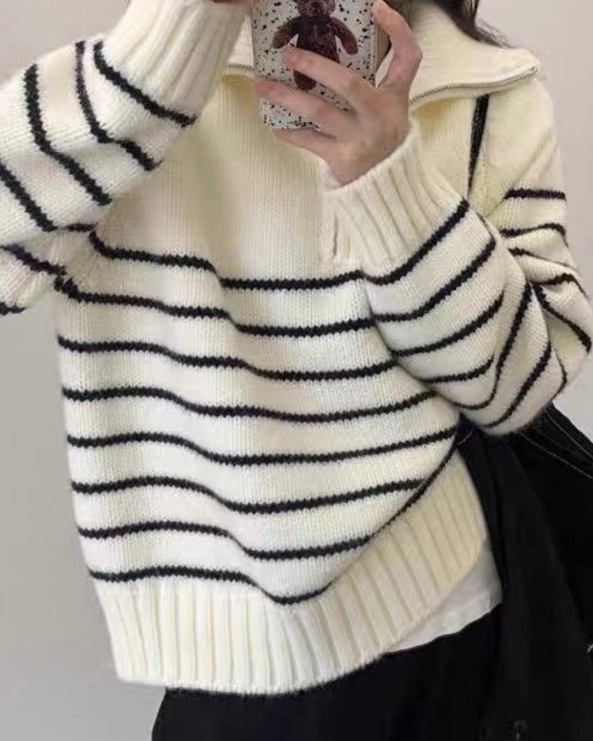 Soy Striped Half Zip-Up