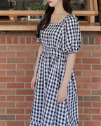 Puff Shoulder Long Dress
