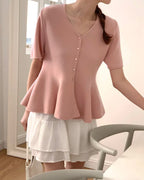 Flared Knit Blouse